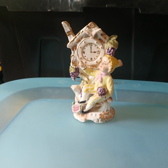 Camille Naudot Porcelain Elf Planter Clock Boy Vintage Japan - Picture 1 of 7